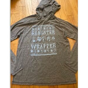 One Messy Bun Grey Gangster Wrapper Graphic casual Hooded Long Sleeve Shirt lrg